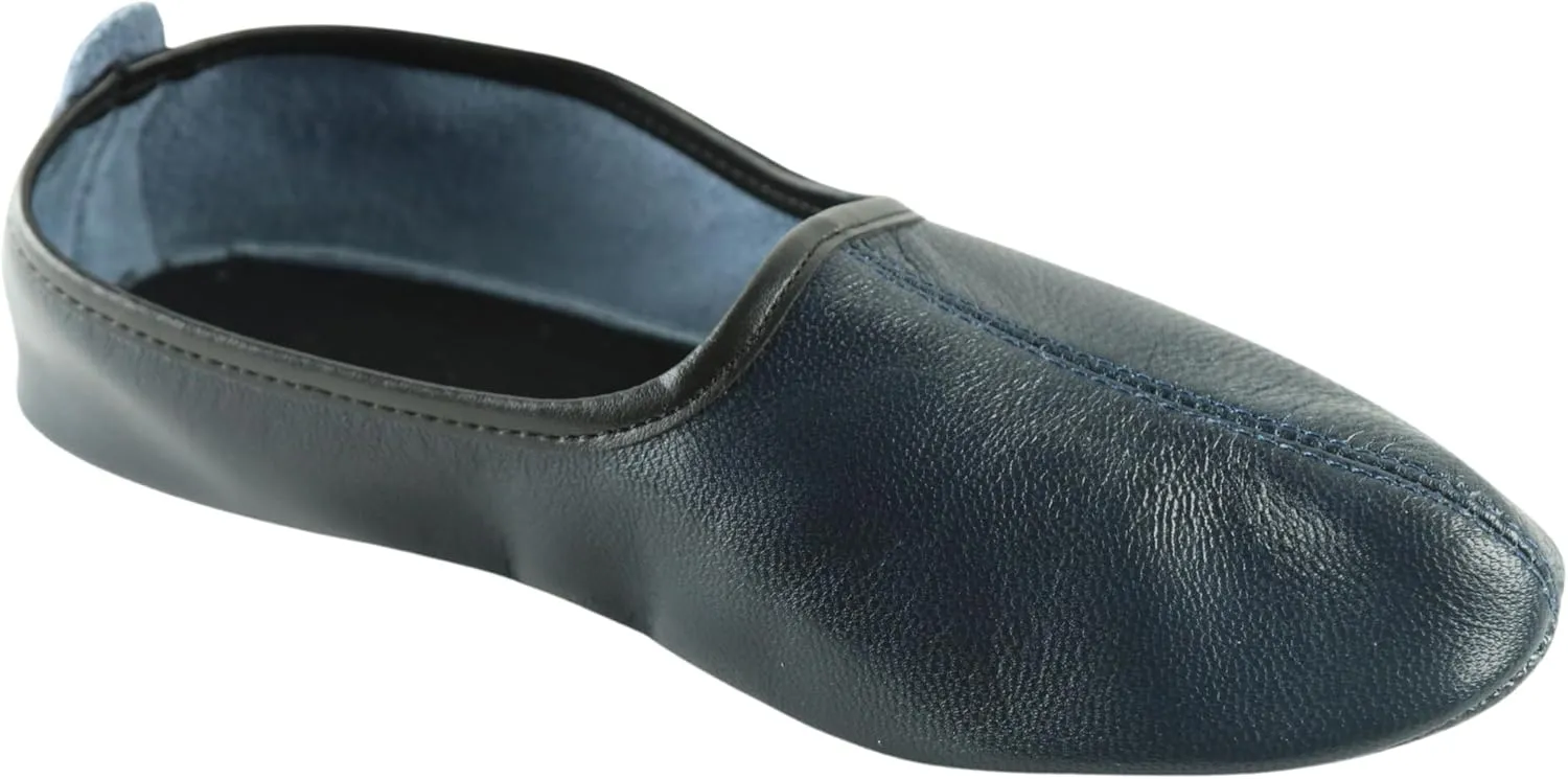Mens Indoor Leather Slippers Traditional Babouche House Shoes Barefoot Moccasin