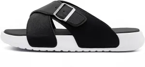 Men's Sandal Casual Crossband Slide Thick Sole Open Toe Slides EVA Indoor & Outdoor Beach Sandals with Adjustable Buckle Straps