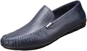 Men's Slip-on Shoe Classic Lightweight Sneaker Real Cowhide Leather Casual Shoes