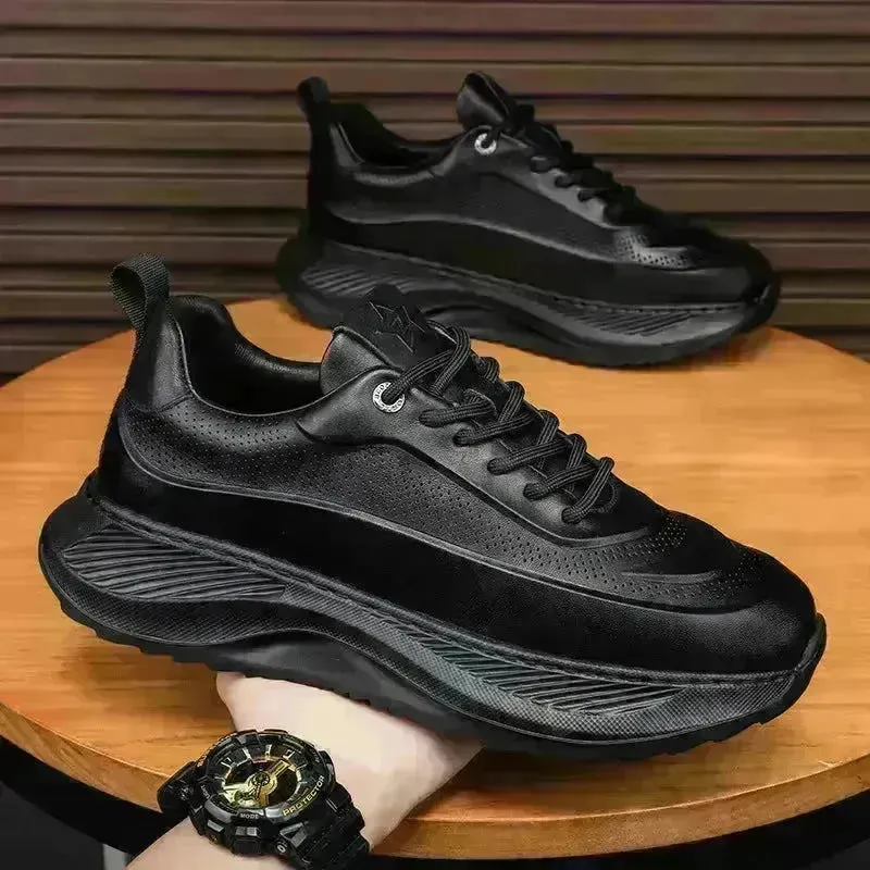 Men's Thick-soled Sports Running Shoes Casual Breathable Sneakers Lace-up Shoes