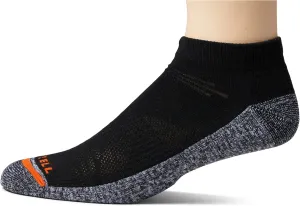 Merrell unisex adult Men's and Women's Lightweight Work Low Cut - 3 Pair Pack Comfortbase Repreve With Dur Socks, Black, Medium-Large