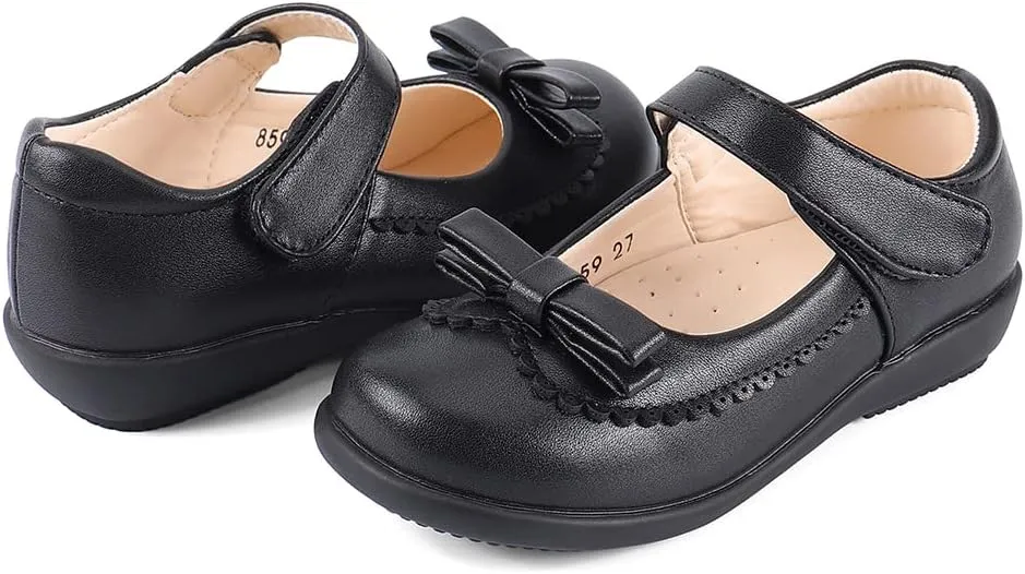 MK MATT KEELY Girls' Black Leather Shoes School Uniform Leisure Mary Jane Princess Shoes