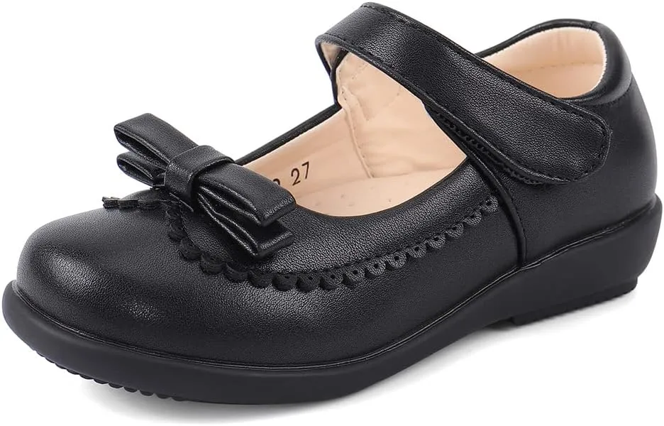 MK MATT KEELY Girls' Black Leather Shoes School Uniform Leisure Mary Jane Princess Shoes