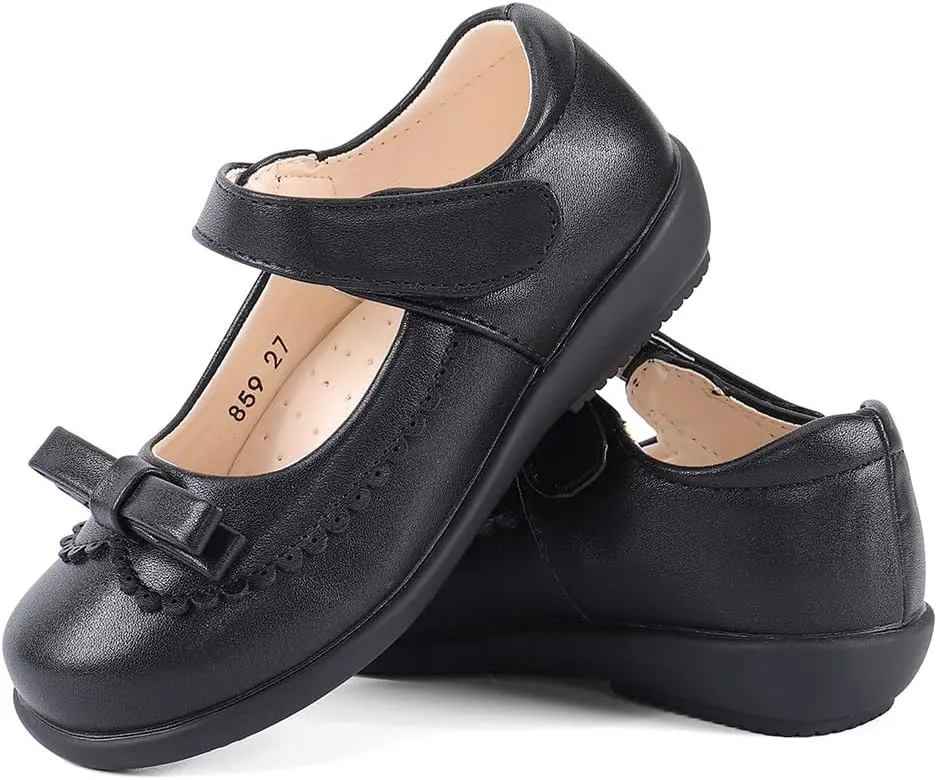 MK MATT KEELY Girls' Black Leather Shoes School Uniform Leisure Mary Jane Princess Shoes