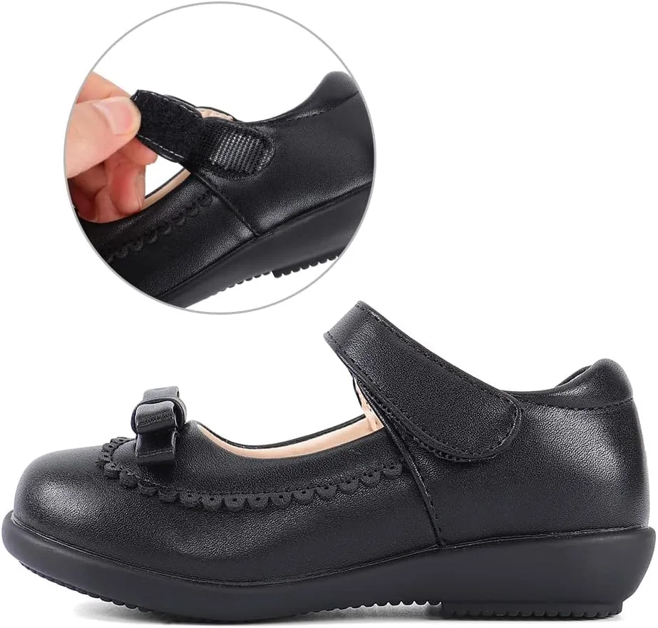MK MATT KEELY Girls' Black Leather Shoes School Uniform Leisure Mary Jane Princess Shoes