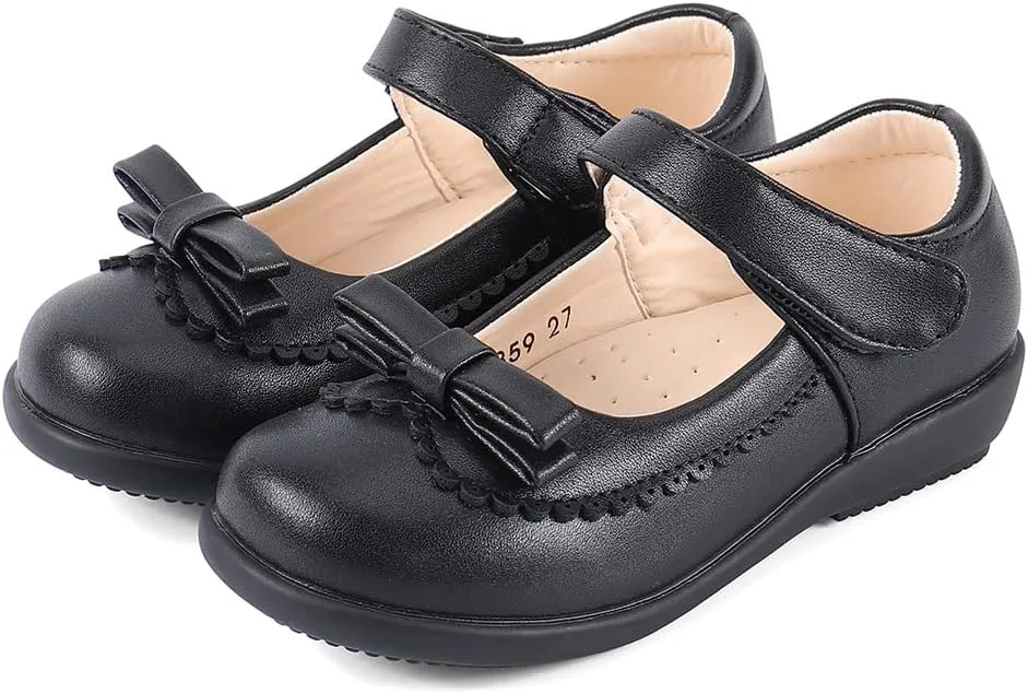 MK MATT KEELY Girls' Black Leather Shoes School Uniform Leisure Mary Jane Princess Shoes