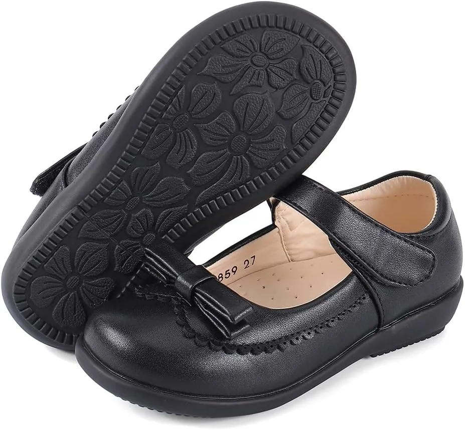 MK MATT KEELY Girls' Black Leather Shoes School Uniform Leisure Mary Jane Princess Shoes