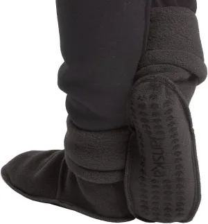 MocSocks - Double-Bottom, Non-Skid Fleece Slipper Socks – Warm and Cozy Booties - Unisex (Small, Black)