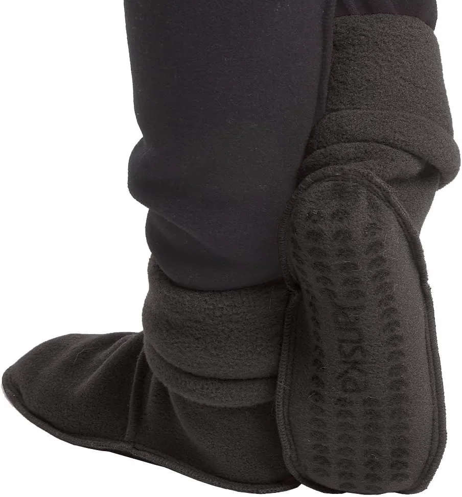 MocSocks - Double-Bottom, Non-Skid Fleece Slipper Socks – Warm and Cozy Booties - Unisex (Small, Black)