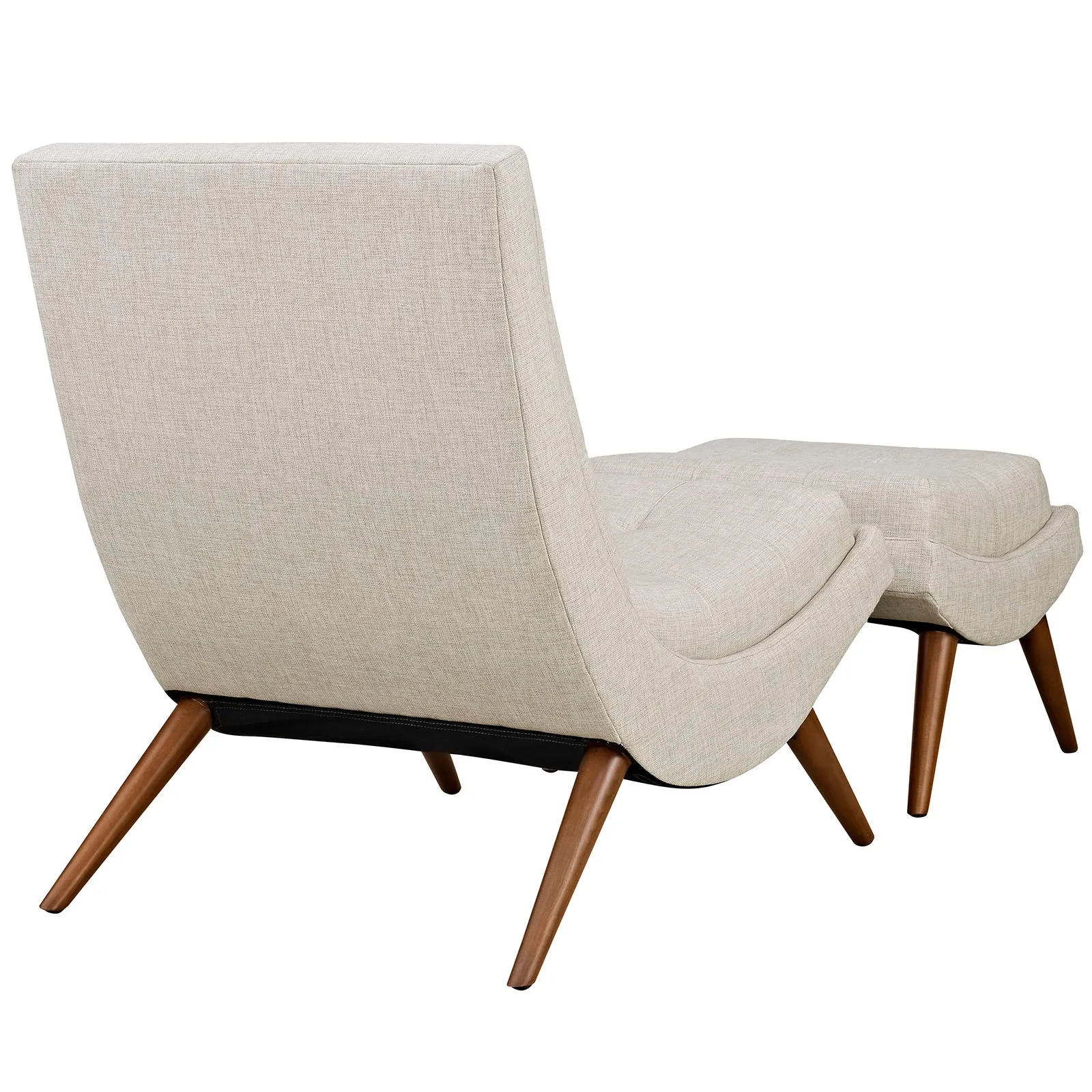 Modern Upholstered Ramp Fabric Lounge Chair Set - Chaise Lounge Chair