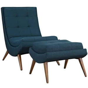 Modern Upholstered Ramp Fabric Lounge Chair Set - Chaise Lounge Chair