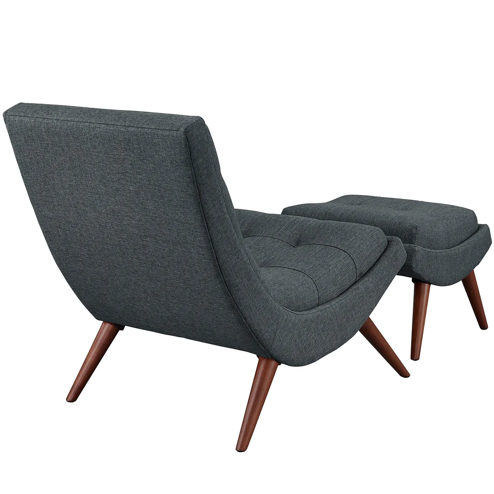 Modern Upholstered Ramp Fabric Lounge Chair Set - Chaise Lounge Chair
