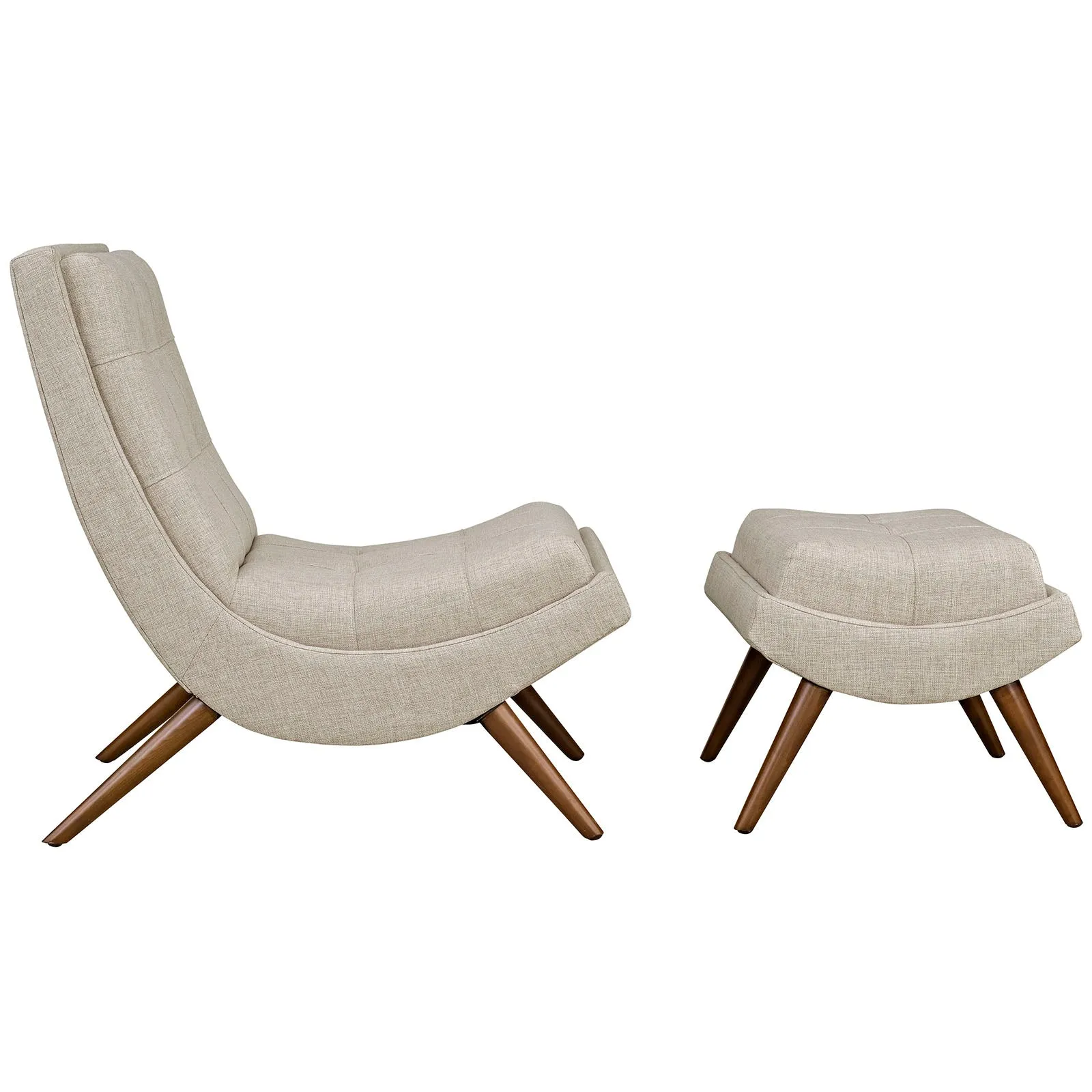 Modern Upholstered Ramp Fabric Lounge Chair Set - Chaise Lounge Chair