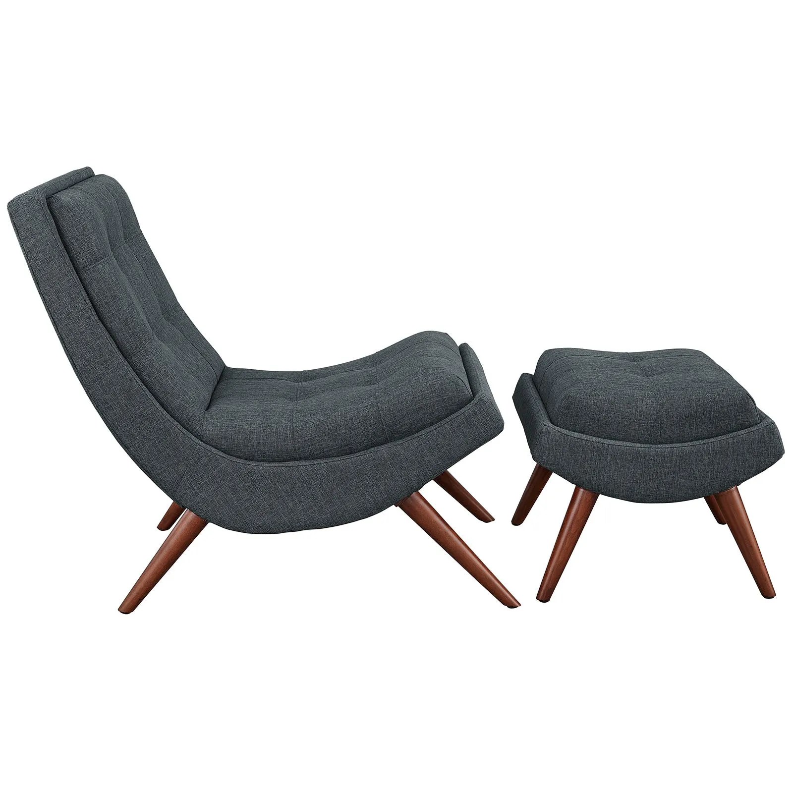 Modern Upholstered Ramp Fabric Lounge Chair Set - Chaise Lounge Chair