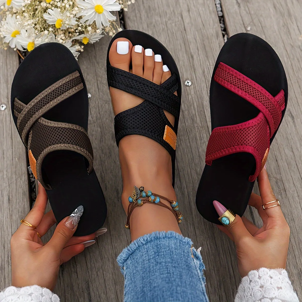 Mureen - Effortless Comfort Sandals with Cross Straps