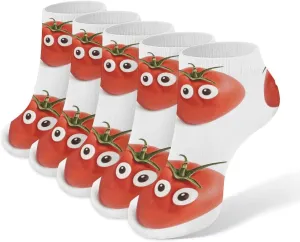 My Head Tomatoes Ankle Socks for Men & Women, 5 Pairs Breathable Soft Low Cut Socks, Stretch Sweat Wicking Sox