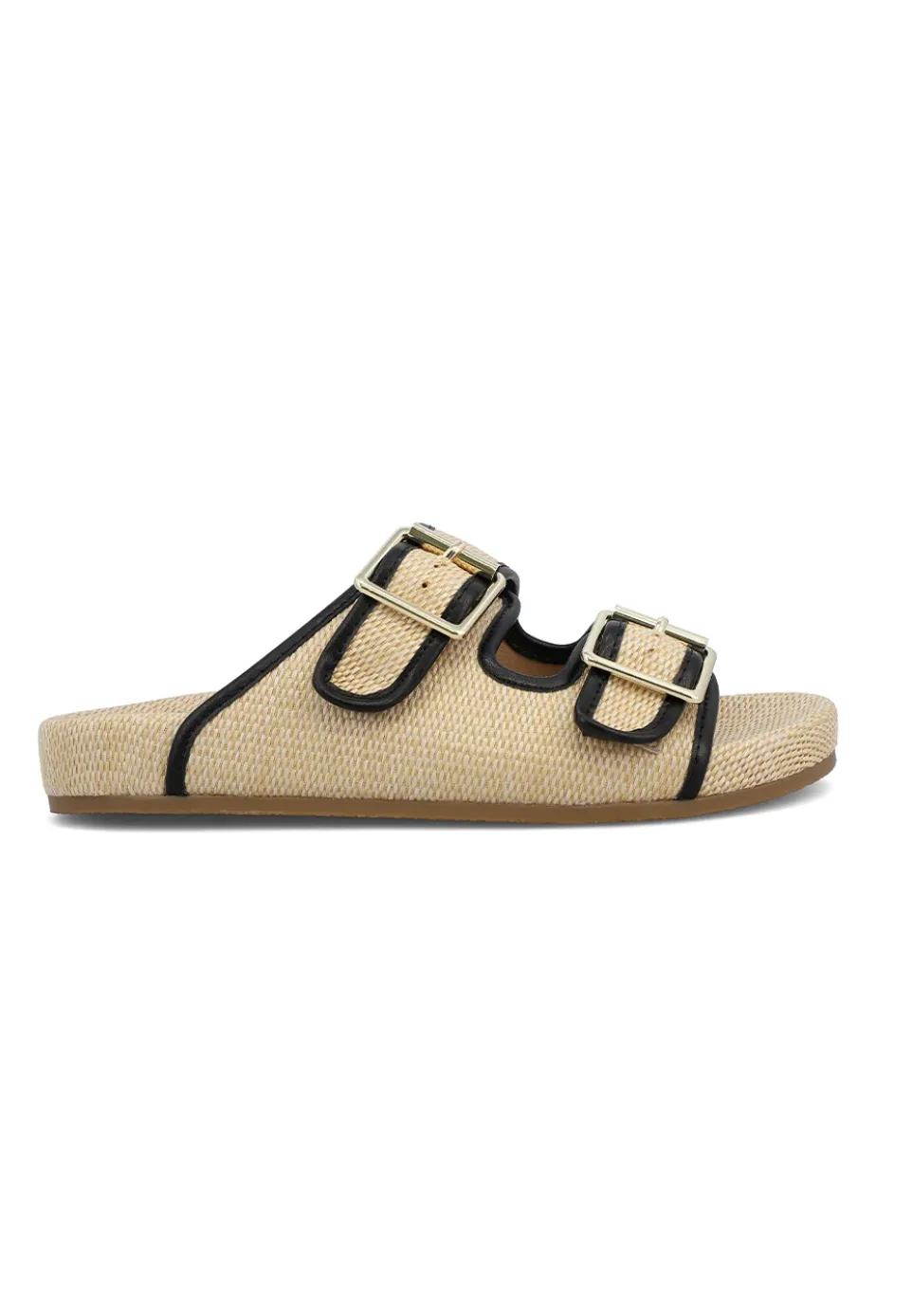 Natural Black Gazell Raffia Sandal