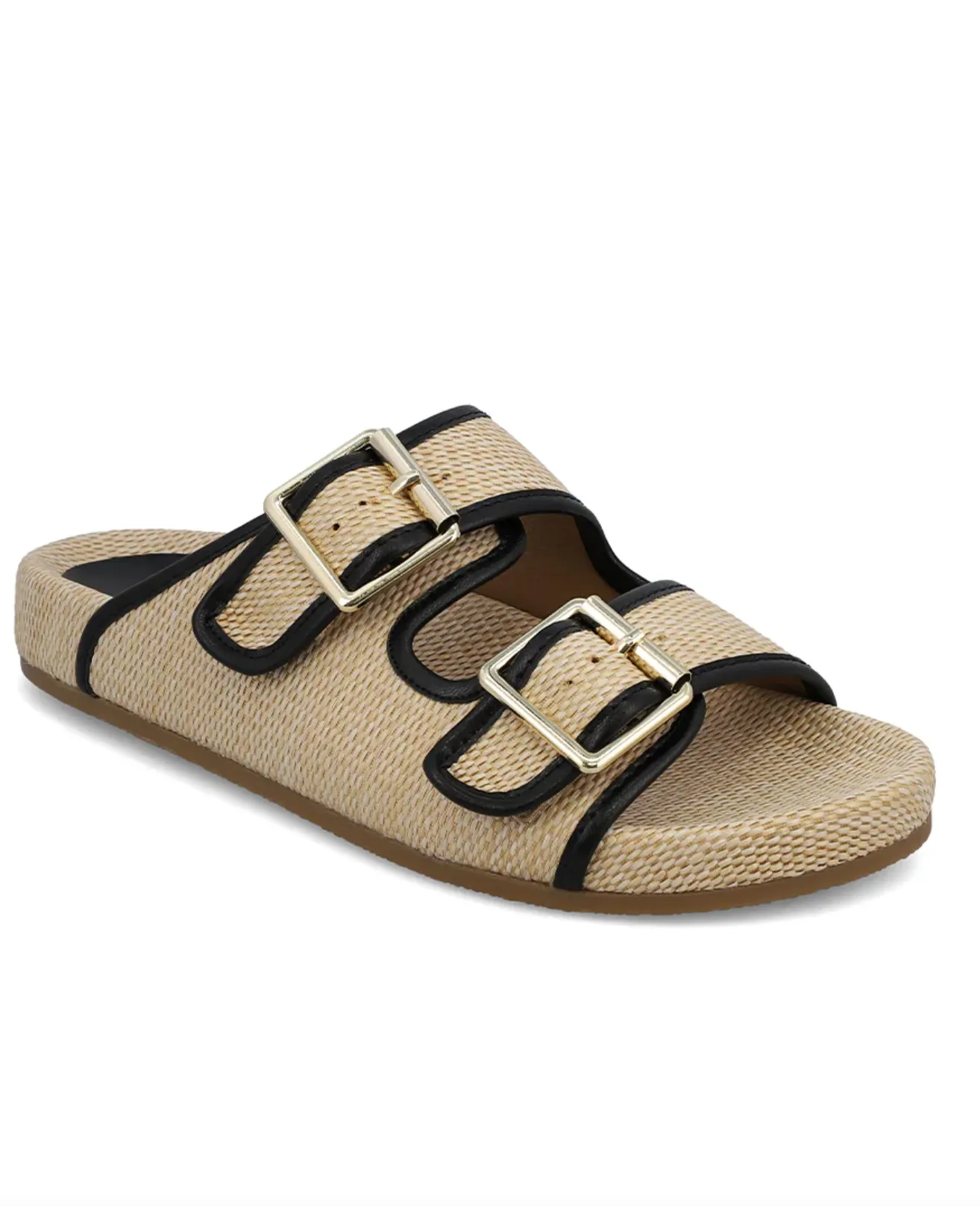 Natural Black Gazell Raffia Sandal