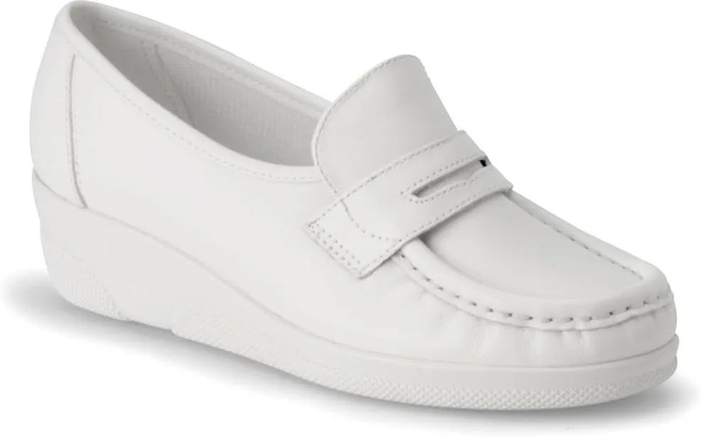 Nurse Mates Pennie Shoe | Slip-Resistant Loafer | Stain-Resistant | Comfort Support | White