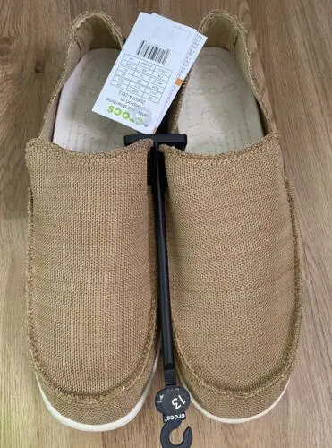 NWT Crocs Santa Cruz Downtime Slip-On Loafer Men 13 Khaki Beige Dress Shoes