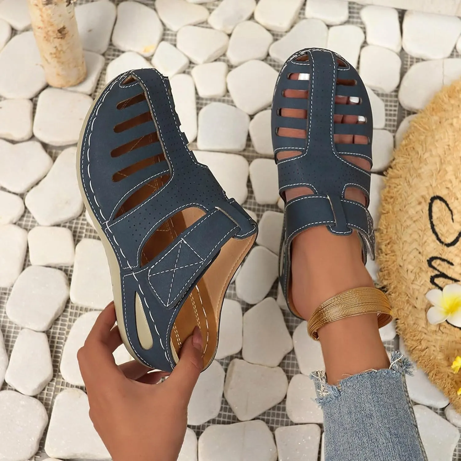 Orthopedic Clogs for Women Wedge Shoes Breathable Mesh Closed Toe Fisherman Platform Sandals Bohemia Gladiator Outdoor Sandal
