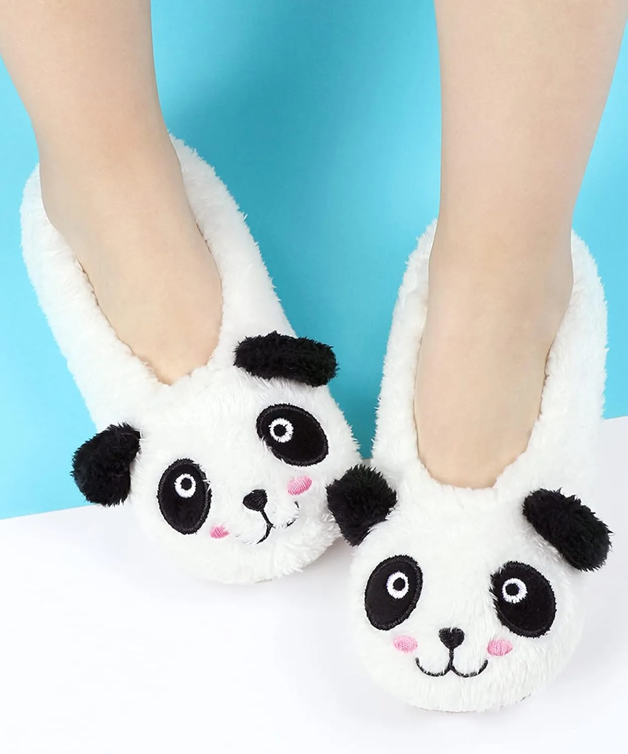 Panda Bros Kid's Animal Slipper Socks, Cartoon Cozy Fleece Indoor Slipper, Fluzzy Warm bedroom Shoes