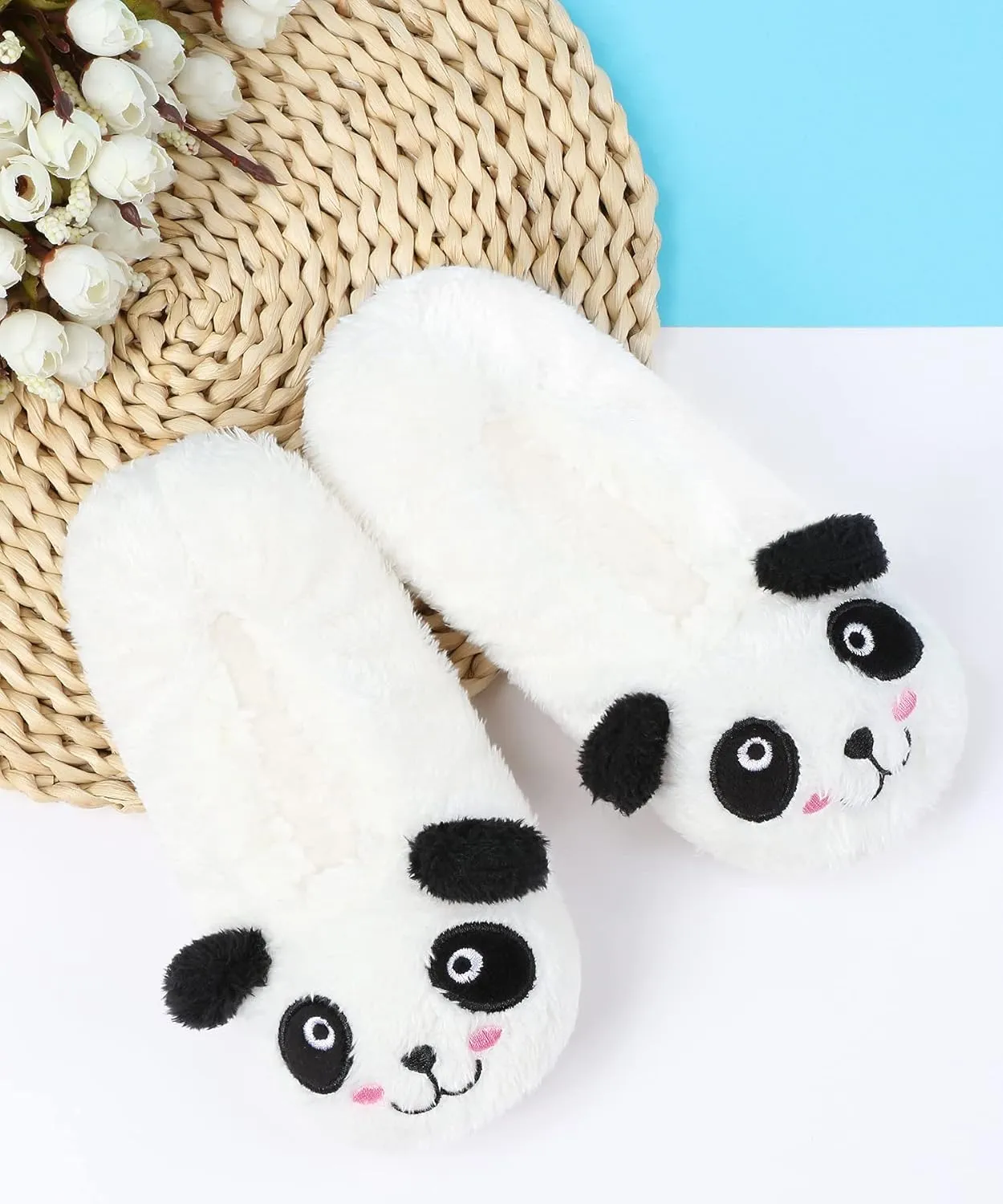 Panda Bros Kid's Animal Slipper Socks, Cartoon Cozy Fleece Indoor Slipper, Fluzzy Warm bedroom Shoes