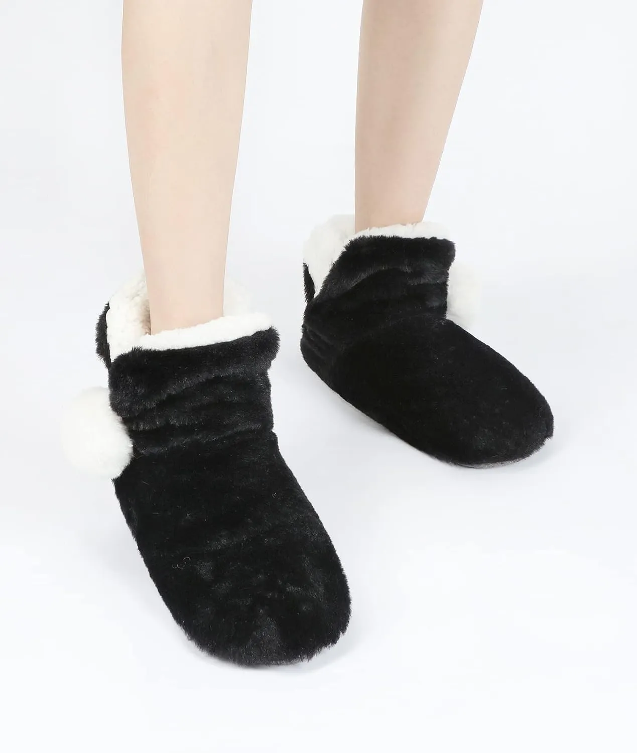 Panda Bros Women's Slipper Sock Indoor Super Soft Warm Fuzzy Lined Booties Slippers, Winter Fluffy House Socks with Grippers