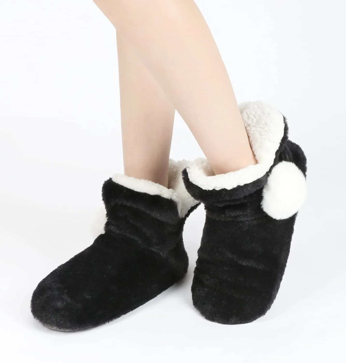 Panda Bros Women's Slipper Sock Indoor Super Soft Warm Fuzzy Lined Booties Slippers, Winter Fluffy House Socks with Grippers