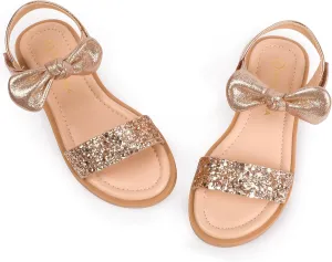 PANDANINJIA Gina Girls Sandals Open Toe Summer Flats Dress Sandals Shoes Toddler/Little Kid/Big Kid