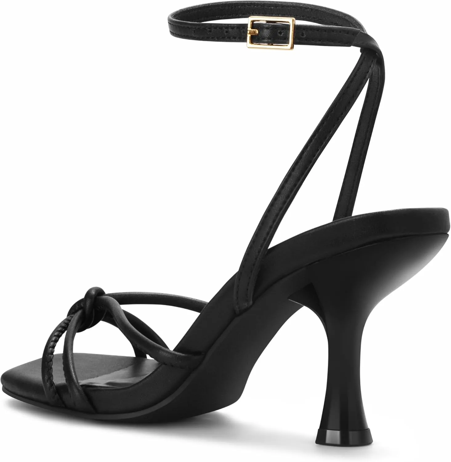 PARTY Women's Square Open Toe Strappy Heeled Sandals 3 inch Stiletto Kitten Heel with Ankle Buckle Strap, Comfortable Slingback Summer Dress Shoes