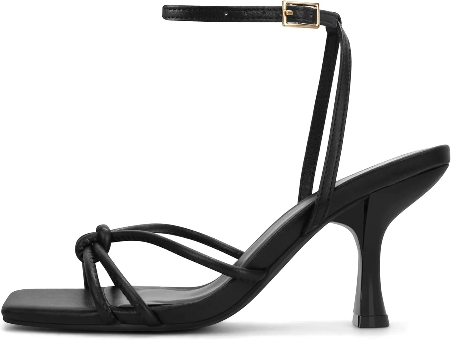 PARTY Women's Square Open Toe Strappy Heeled Sandals 3 inch Stiletto Kitten Heel with Ankle Buckle Strap, Comfortable Slingback Summer Dress Shoes