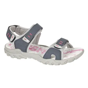 PDQ Ladies 3 Strap Touch Fastening Walking Sandal Navy Grey