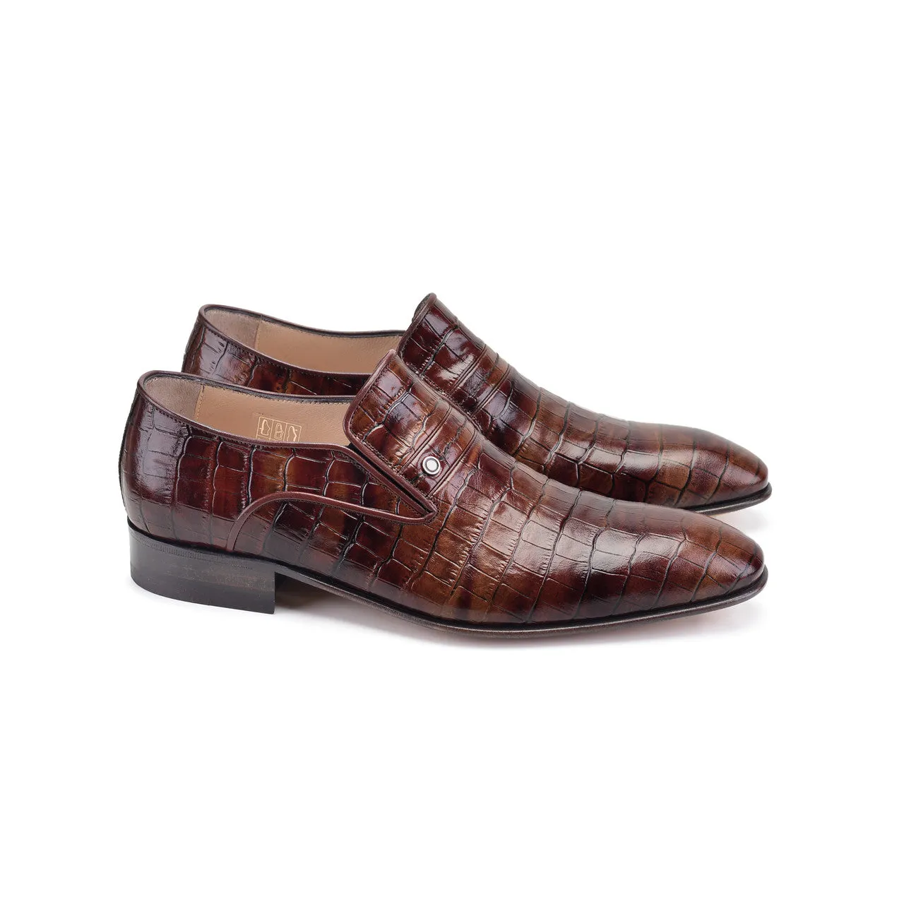 Pelle Line- Bruce-C Croco print loafer - Tan