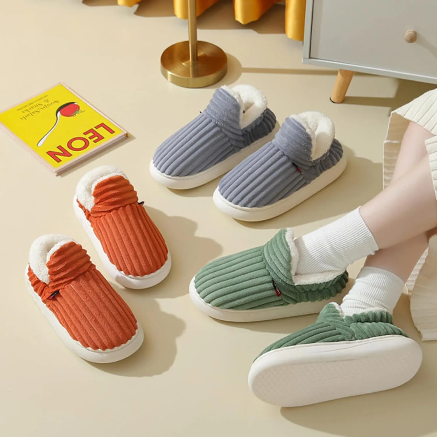 Pluffi Cozy Stylish Slipper Booties, Winter Fluffy House Shoes for Women & Men