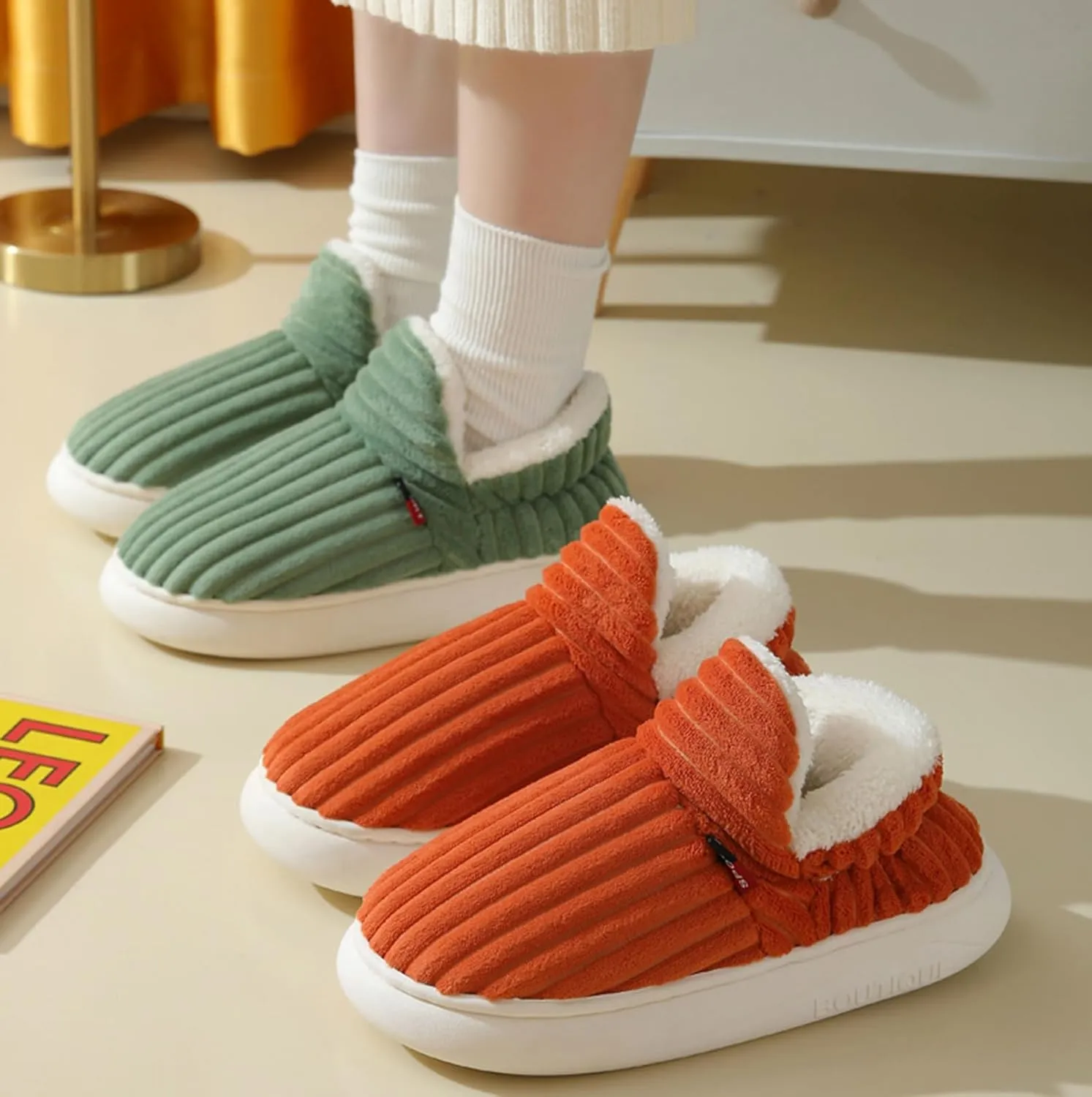 Pluffi Cozy Stylish Slipper Booties, Winter Fluffy House Shoes for Women & Men