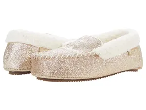POLO RALPH LAUREN Girl's Dezi IV Moccasin Slipper (Little Kid) Gold Glitter/Cream Pony Player 11 Little Kid M