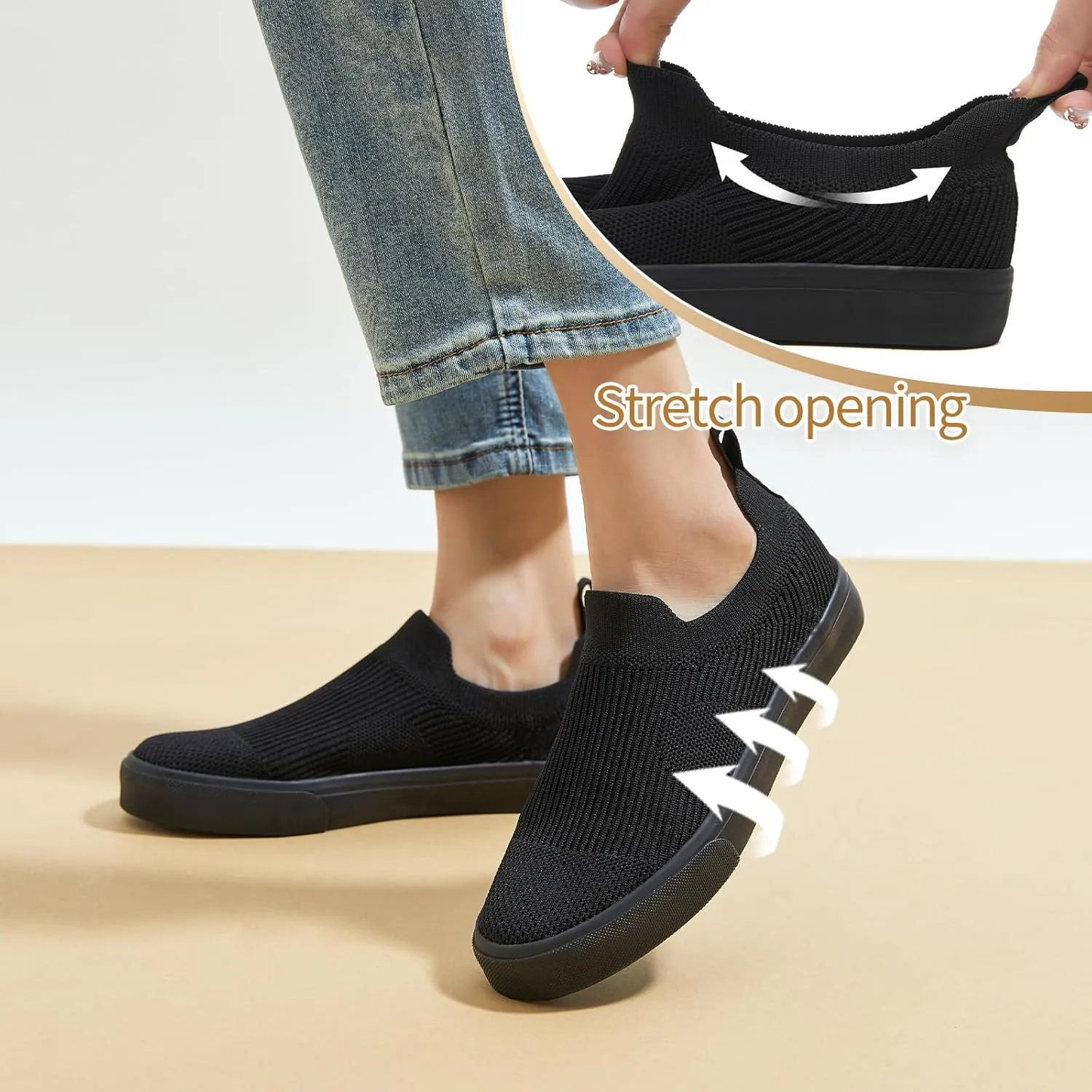 POVOGER Womens Walking Shoes Slip on Sneakers White Women Running Shoe Breathable Fashion Casual Shoes for Women