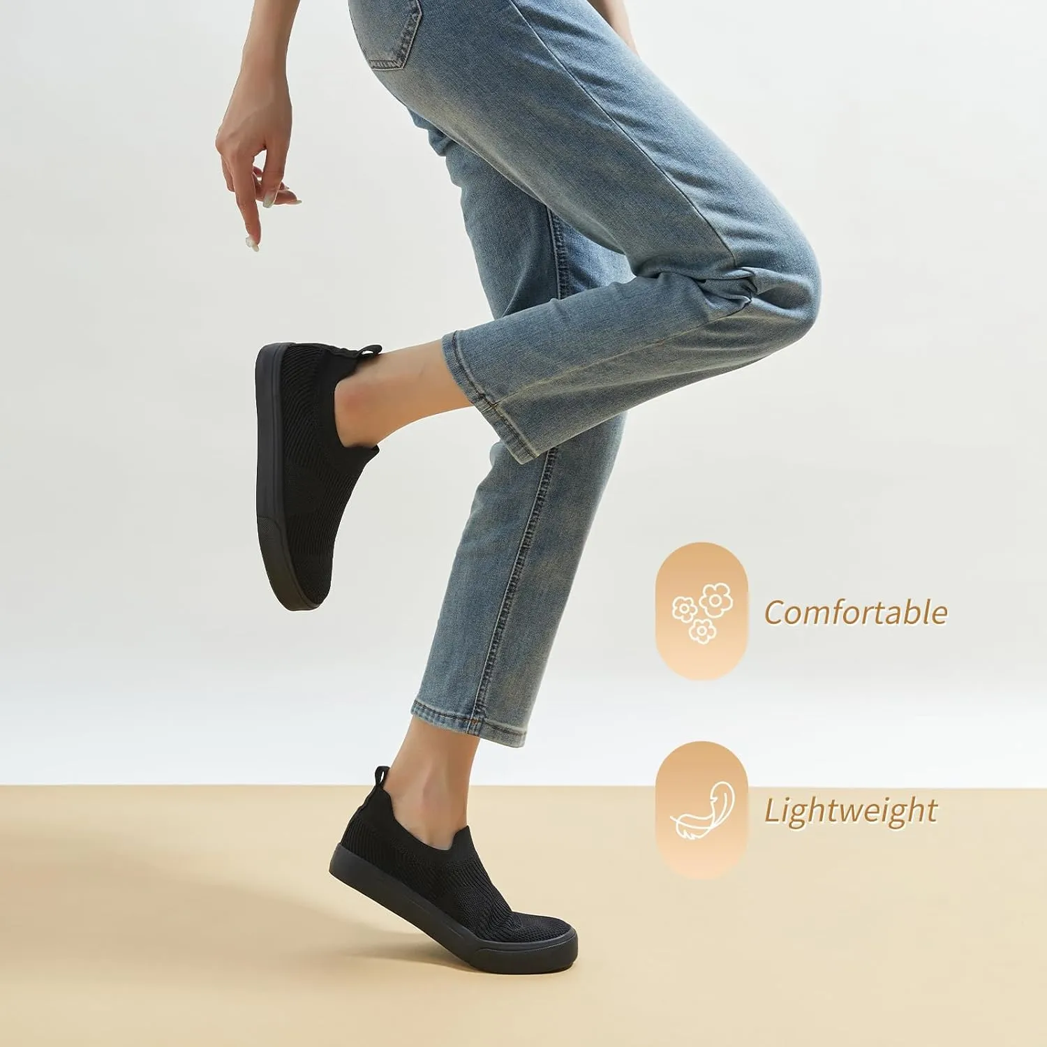 POVOGER Womens Walking Shoes Slip on Sneakers White Women Running Shoe Breathable Fashion Casual Shoes for Women