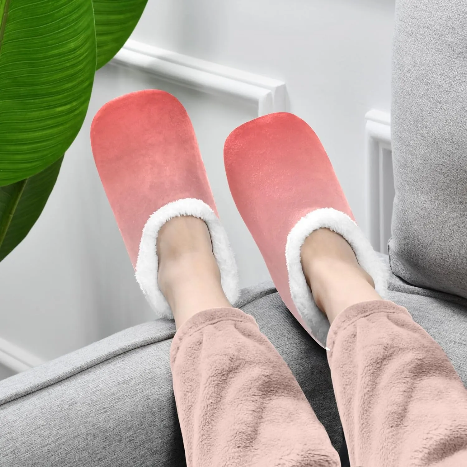 Purple Rose Gradient House Slippers Non-Slip Soft Comfy Slippers for Wedding