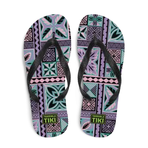 Purple Tiki Squares Flip-Flops