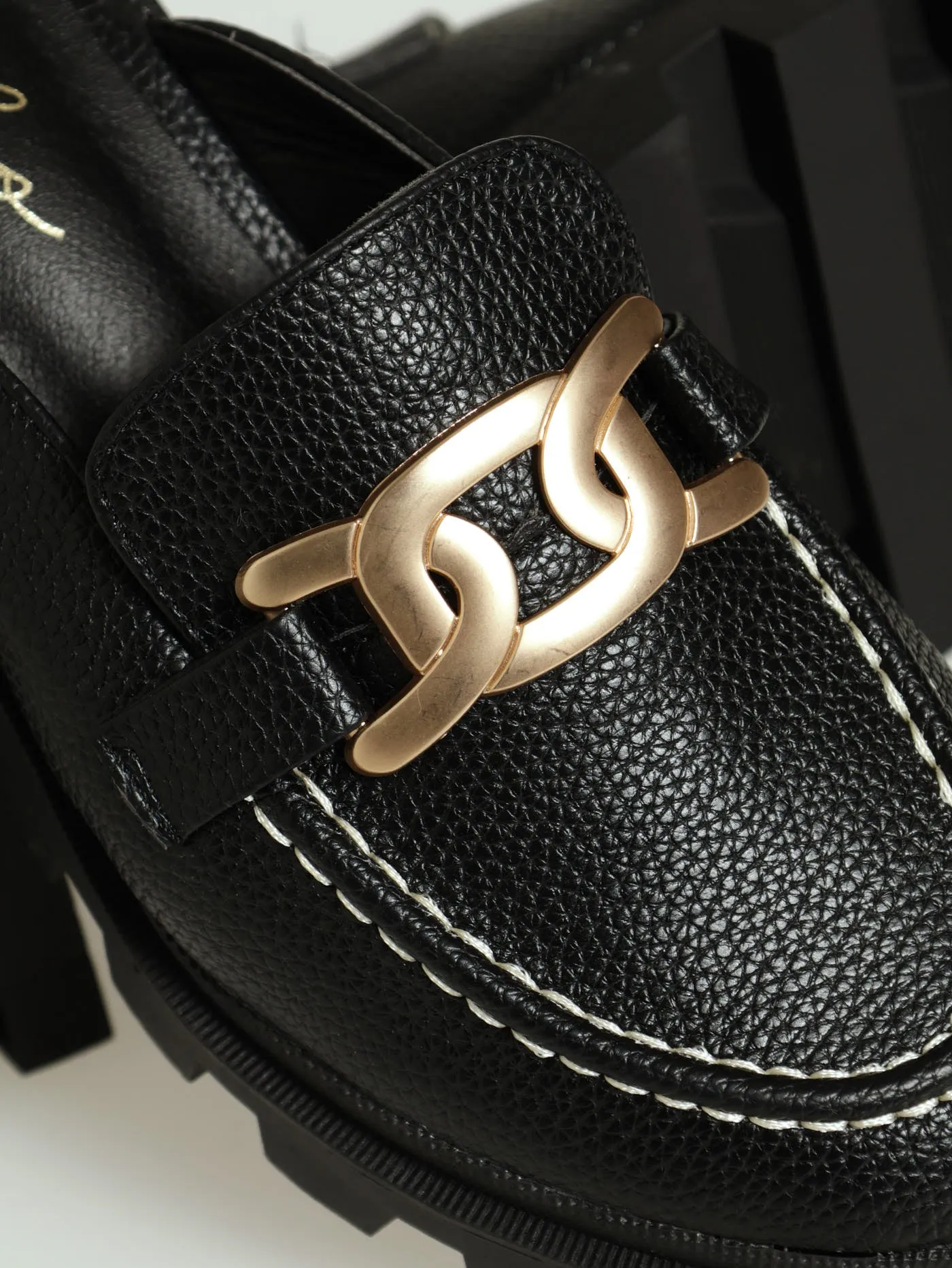 Push In Contrast Loafer - Black