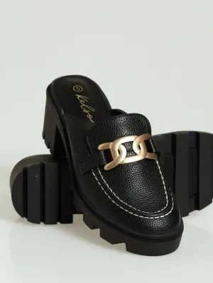 Push In Contrast Loafer - Black