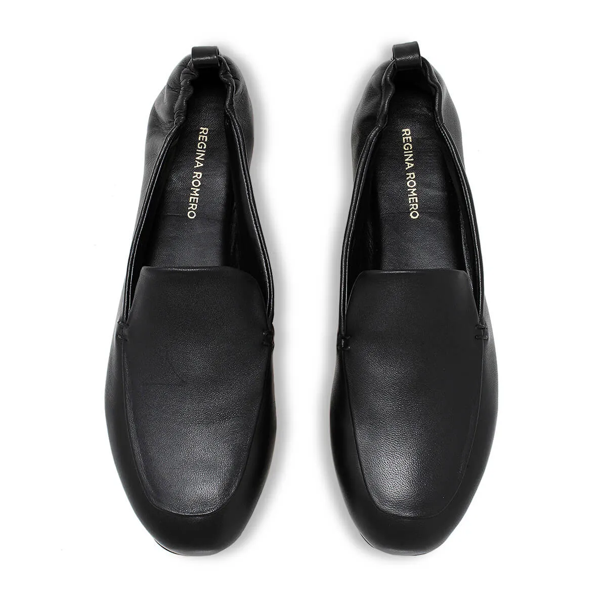 REBECA - Negro Regina Romero Zapato Mocasin de Piso Para Dama en Piel