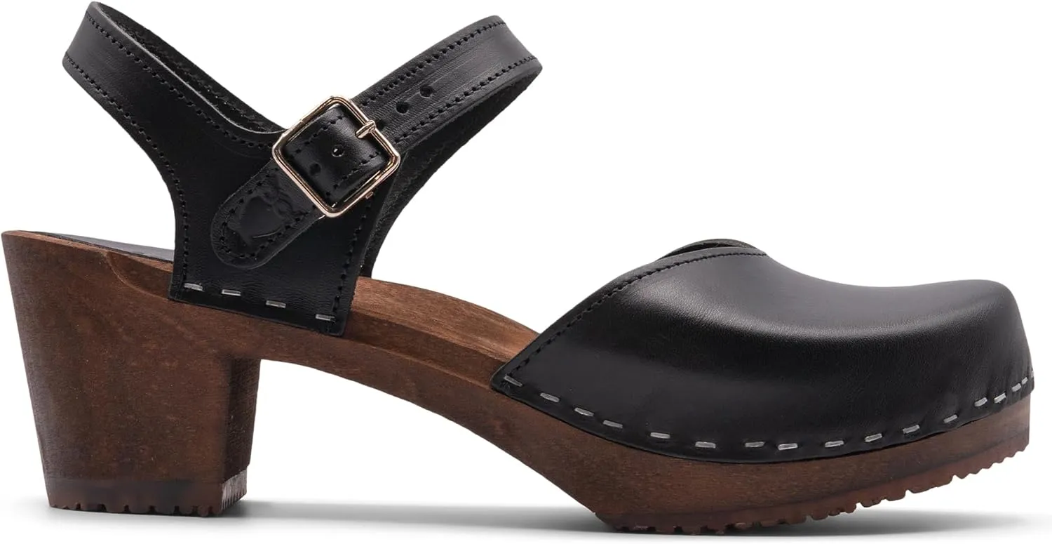 Sandgrens Handmade Swedish Wood Clogs for Women, High Heel Sandal | Victoria