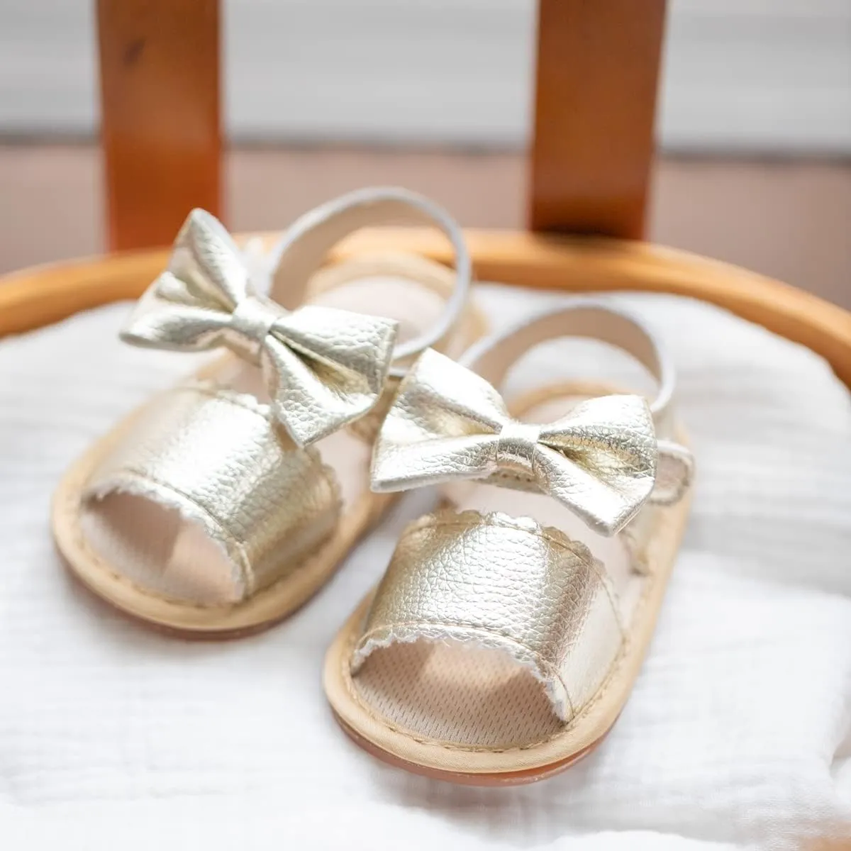 Sawimlgy Baby Girls Boys Sandals Summer Flowers Shoe Rubber Sole PU Leather Mesh Infant Toddler First Walkers Princess Dress Outdoor Shoes
