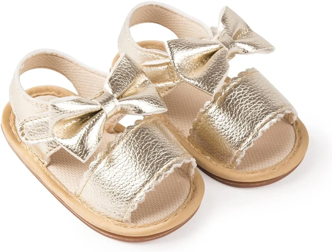 Sawimlgy Baby Girls Boys Sandals Summer Flowers Shoe Rubber Sole PU Leather Mesh Infant Toddler First Walkers Princess Dress Outdoor Shoes