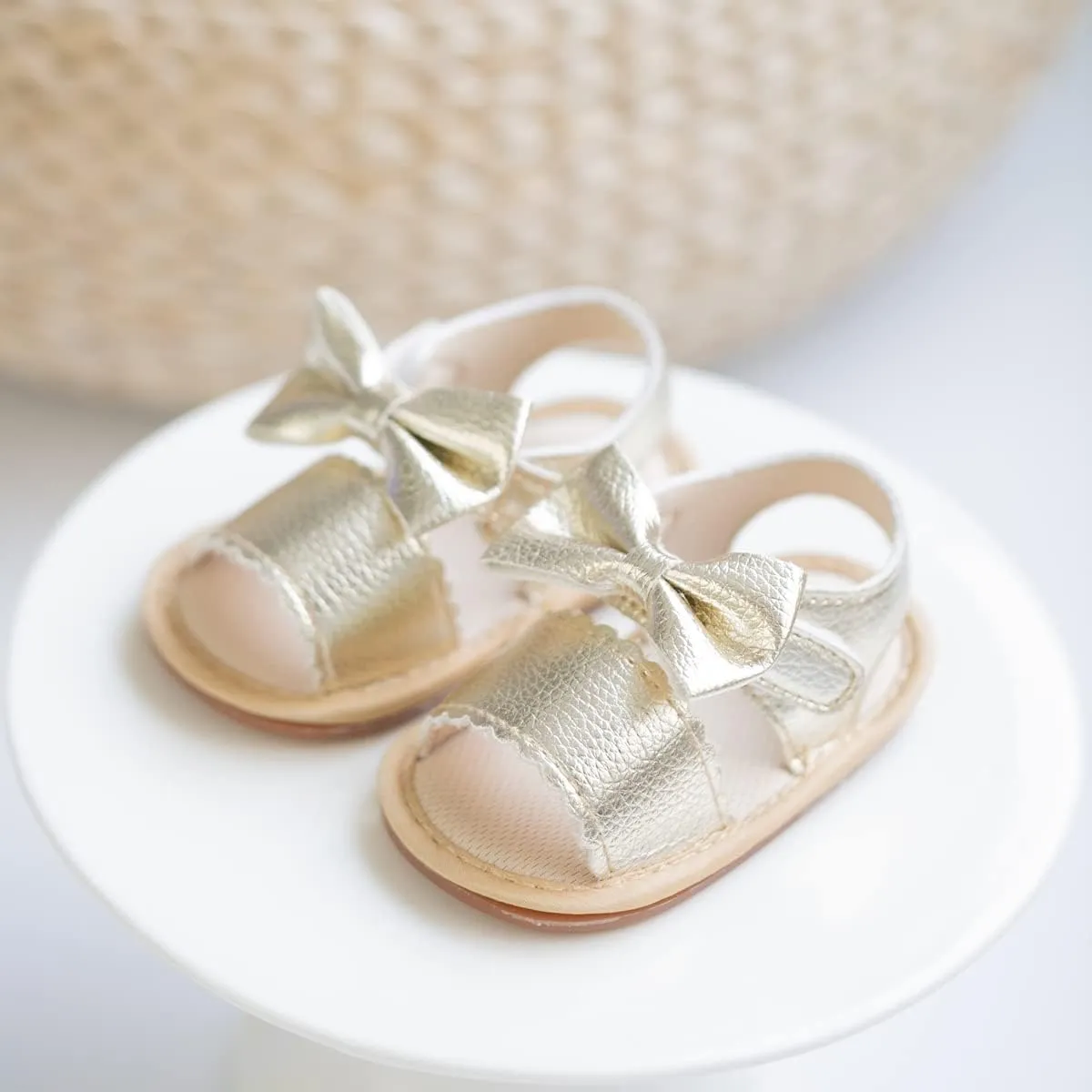 Sawimlgy Baby Girls Boys Sandals Summer Flowers Shoe Rubber Sole PU Leather Mesh Infant Toddler First Walkers Princess Dress Outdoor Shoes