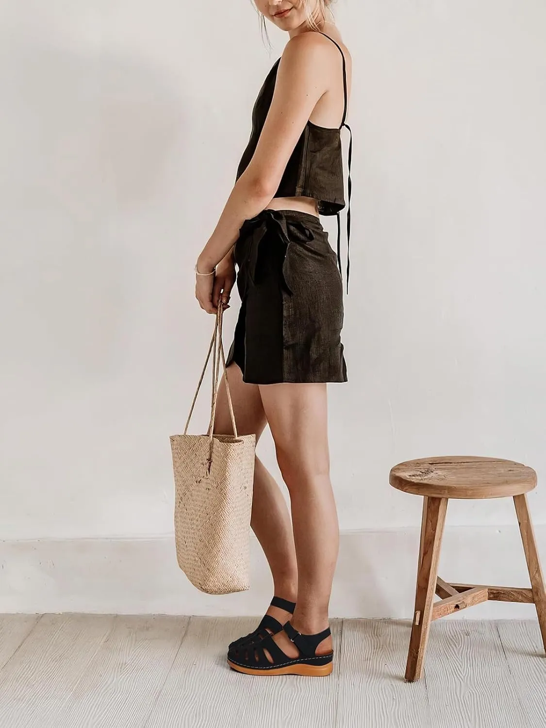 SHIBEVER Closed Toe Sandals Women: Summer Dressy Wedge Sandal - Fisherman Comfortable Hollow Out Sandals