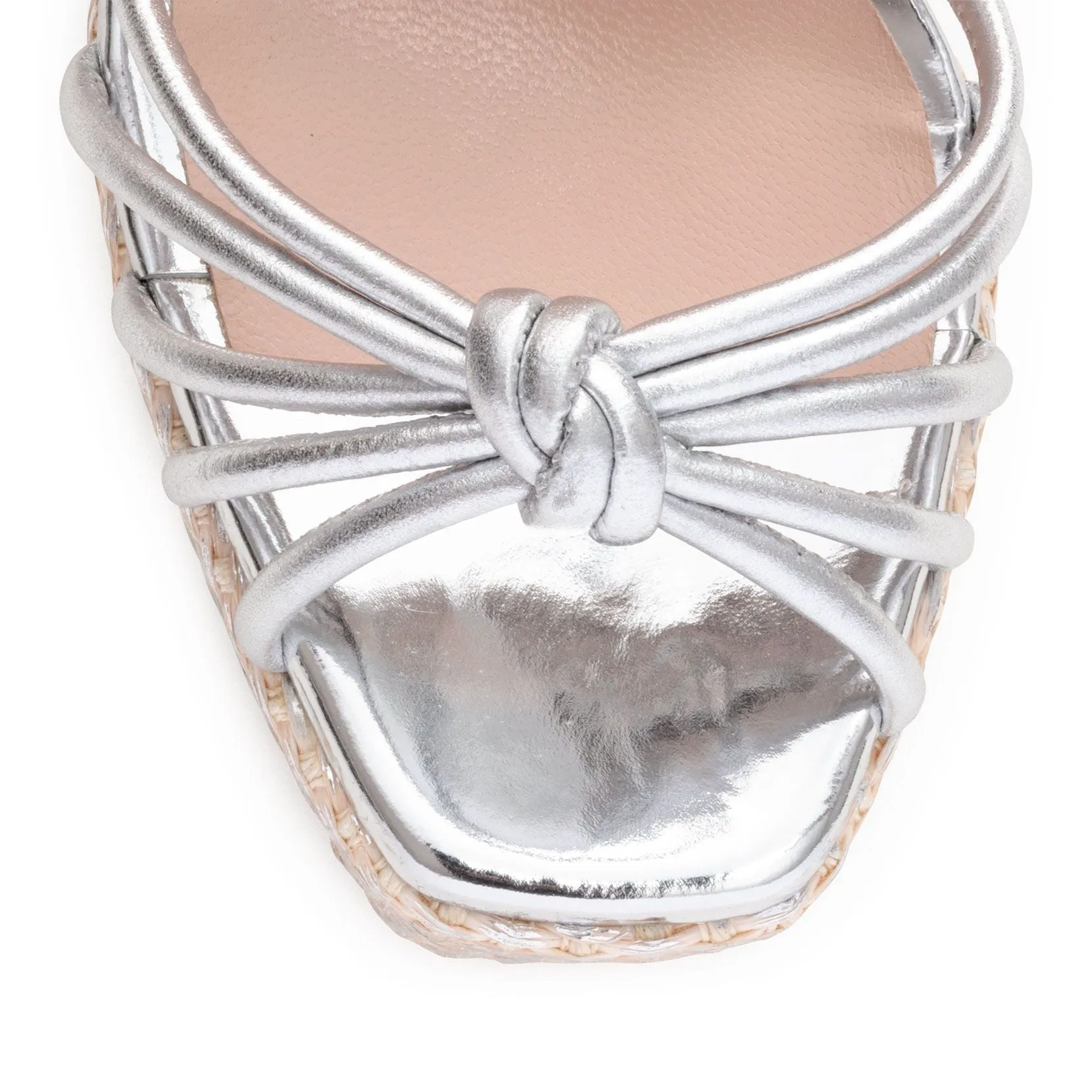 Silver metallic leather platform sandals